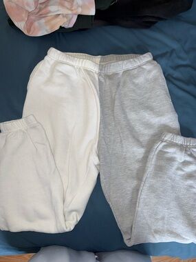 Two-Tone Lounge Sweatpants - White & Light Gray-